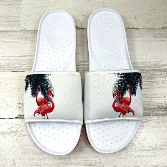 Ted Baker Sauldi 2 Slides Rubber Soles White Red Flamingo Men's Size US13/EUR46. - Picture 4 of 12
